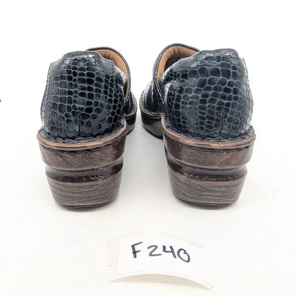 BOC Bern Concept Black Faux Snakeskin Mule Clogs Women's Size 7M Comfort Shoes - Picture 8 of 16